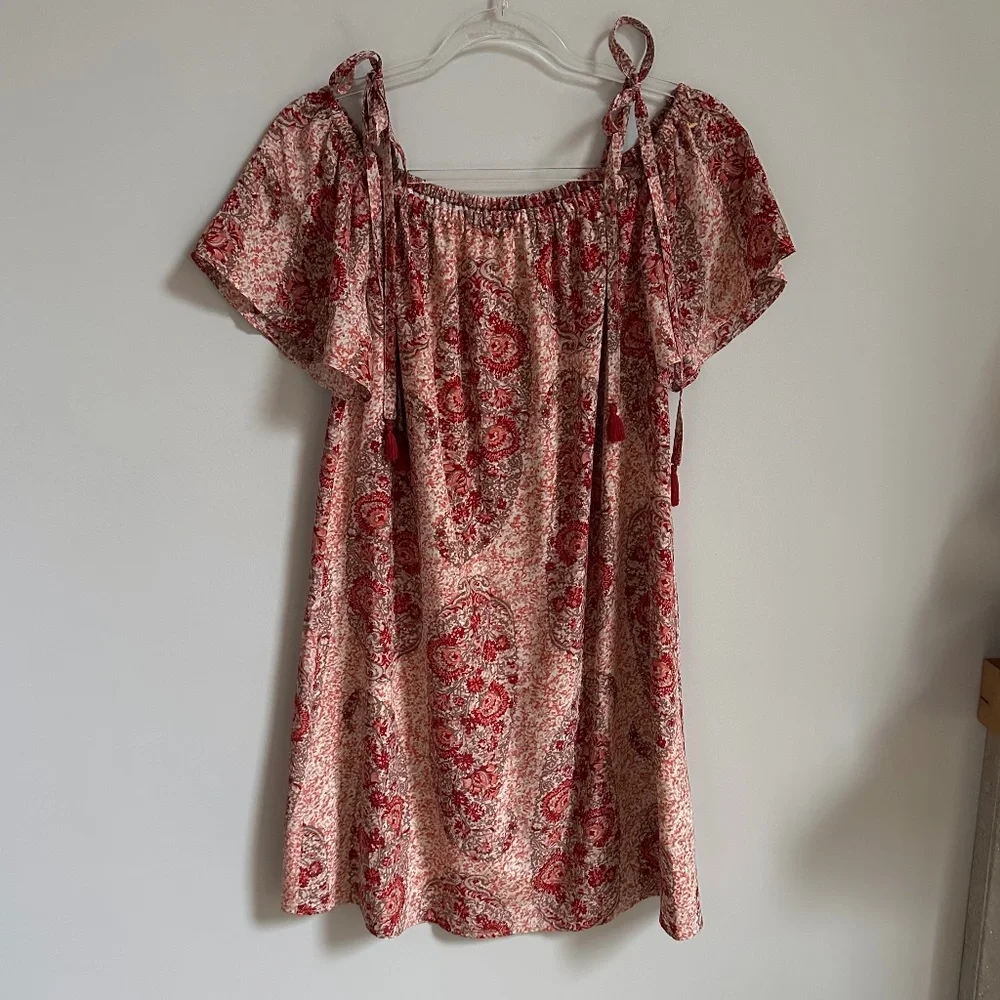 Madewell Silk Cold Shoulder Dress in Watercolor Paisley